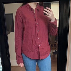 Maroon Hollister Men’s Long Sleeve Button Down Shirt Size Large